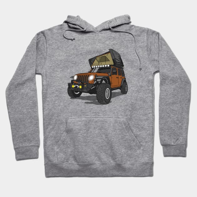 Jeep Wrangler Camp Time - Brown Jeep Hoodie by 4x4 Sketch